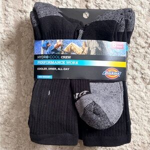 Dickies HydroCool Performance Work Mid-Weight Black and Gray Crew Socks